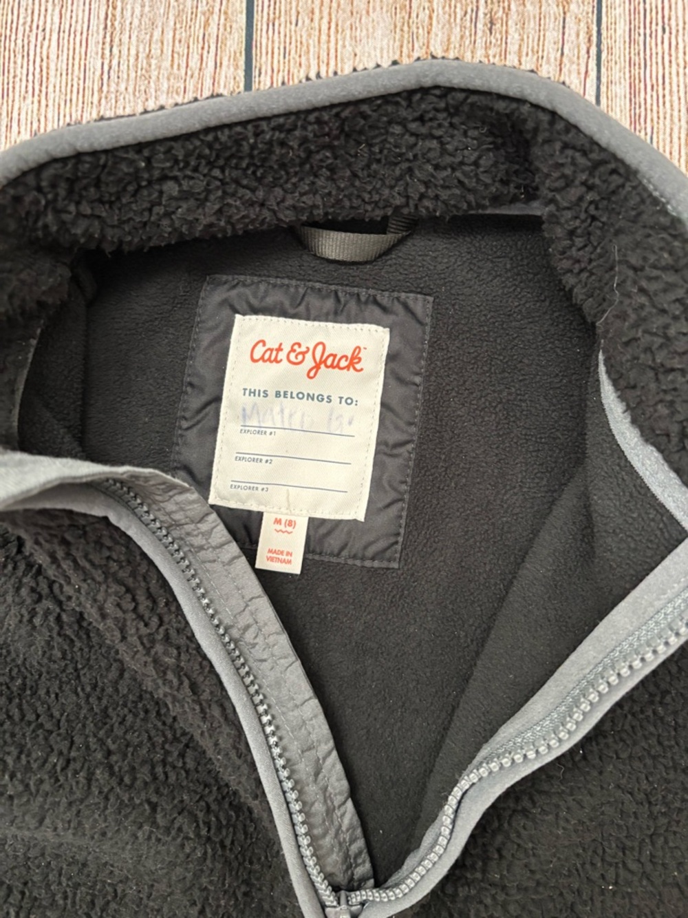 Cat & Jack Black Sherpa Fleece Jacket - Cozy Zip Front - Picture 2 of 2